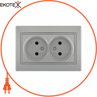 Розетка двойная б/з - FireProof Бакелит 701-1010-128B Цвет Серый металлик 16A 250V~