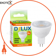Лампа світлодіодна DELUX GU5.3 6Вт 3000K 60° 220В GU10 теплий білий