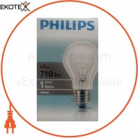 Philips 926000010339 лампа накаливания philips stan 60w e27 230v a55 cl