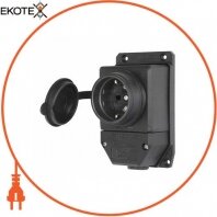 Розетка одинарна з захисною кришкою каучукова e.socket.rubber.029.1.16, з з/к, 16А