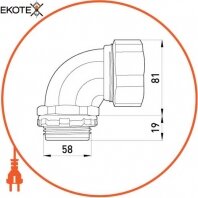 Enext s046007 ввод угловой e.met.angle.stand.sldx.50 для металлорукава 50мм (2)