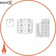 Пакетний перемикач LK25/3.323-ОВ/45 в корпусі, 3p, 1-0-2, 25А, IP44, Enext, 8434-200