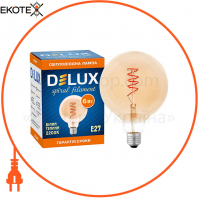 Лампа светодиодная DELUX G125 6 Вт 2200K 220В E27 amber spiral  filament