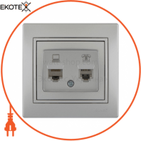Розетка комп'ютер+телефон 701-1010-143 Колір Сірий металік RJ45 CAT5 +RJ11 роз'єм
