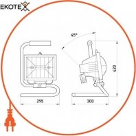 Enext l0140003 прожектор галогенный переносной e.halogen.base.1000, красный, 1000вт