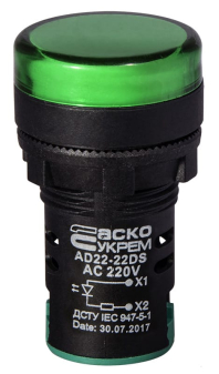 Сигнальная арматура AD22-22DS зеленая 220V AC