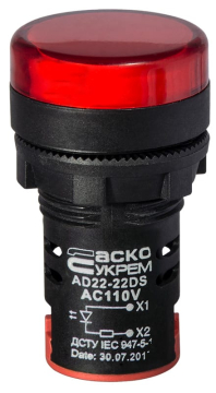 Сигнальная арматура AD22-22DS красная 110V AC