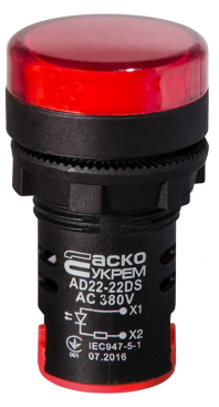 Сигнальная арматура AD22-22DS красная 380V AC