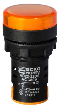 Сигнальная арматура AD22-22DS желтая 380V AC