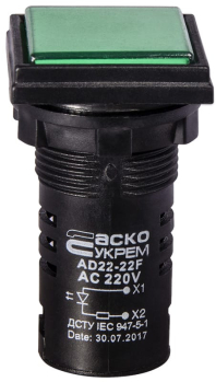 Сигнальная арматура AD22-22F зеленая 220V AC