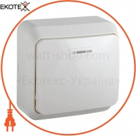 Вимикач 1-кл. з підсвічуванням BЗ10-1-1-Cm-W (білий)