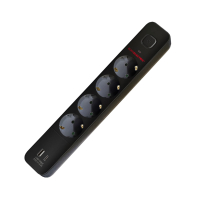 EUROELECTRIC Сетевой фильтр-удлинитель Х4 10А 2М с USB Type-C+Type-А черный