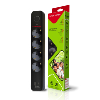 EUROELECTRIC Мережевий фільтр-подовжувач Х4, 10А, 2М з USB, Type-C+Type-А чорний, Euroelectric, EE-104USB/C-2M(black)
