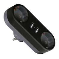EUROELECTRIC Сетевой двойник с заземлением X2 16A 2хUSB черный