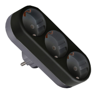 EUROELECTRIC Сетевой тройник с заземлением X3 16A черный