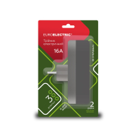 EUROELECTRIC Мережевий трійник із заземленням X3, 16A чорний, Euroelectric, EE-3-16A(black)