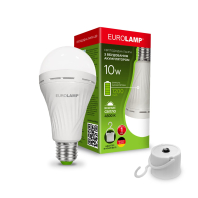 LED Лампа з акумулятором EUROLAMP А70-10W-E27-4500K, Eurolamp, LED-A70-09274(EM)