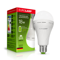 LED Лампа з акумулятором EUROLAMP 18W-E27-4500K, Eurolamp, LED-A90-18274(EM)