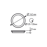 LED Світильник круглий врізний 12W-4000K EUROLAMP, Eurolamp, LED-DLR-12/4(new)(black)