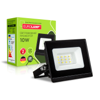 Світлодіодний EUROLAMP LED SMD Прожектор чорний з радіатором 10W 6500K, Eurolamp, LED-FL-10(B)