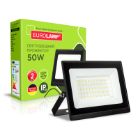 Світлодіодний EUROLAMP LED SMD Прожектор чорний з радіатором 50W 6500K, Eurolamp, LED-FL-50(B)