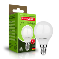 Cвітлодіодна EUROLAMP LED Лампа “Шар” ЕКО G45 7W E14 3000K, Eurolamp, LED-G45-07143(P)