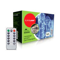 LED Гірлянда штора 3×3-6000К EUROLAMP, Eurolamp, LED-GL-3x3/60(C)