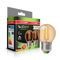 LED Лампа EUROLAMP філамент “Шар” 5W-E27-4000K “1 + 1”, Eurolamp, MLP-LED-G45-05274(Amber)