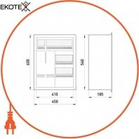 Шафа розподільний e.mbox.RW-36-P-Z мет. вбудовуваний, 3-ф. лічильник,36 мод. замком, 560х410х185 мм, Enext, RW-36-P-Z