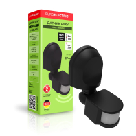 Датчик руху EUROELECTRIC настінний 180° 2-12м чорний, Euroelectric, ST-10(black)