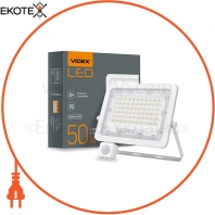 LED прожектор VIDEX 50W 5000K с датчиком движения и освещения  220V