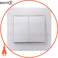 Выключатель 2-клавишный ВС10-2-0-КБ 10А керамика КВАРТА белый IEK