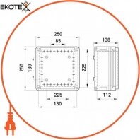 Коробка розподільна пластикова Z3 W 3-3-3-3 IP55 (250*250*138), Enext, 9301-001
