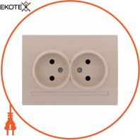 Розетка подвійна б/з - FireProof Бакеліт 702-0303-128B Колір Крем / Крем 250V 16A~