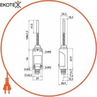 Вимикач кінцевий e.limitswitch.10 важіль-ексцентрик з металевим кінцем, Enext, s0070014