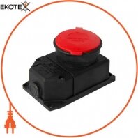 Силова розетка стаціонарна з захисною кришкою каучукова e.socket.rubber.315.25, 4п., 25А