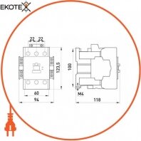 Контактор e.industrial.ukc.65.24, 65А, 24В, 3P, 1no+1nc, Enext, i.0090036