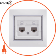 Розетка компьютерная двойная 701-0215-141 Цвет Белый / Серый 2 шт. RJ45 CAT5 разъем
