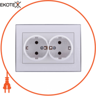 Розетка подвійна з/з - FireProof Бакеліт 703-0225-127B Колір Білий/Хром 250V 16A~