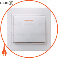 Выключатель 1-клавишный с индикацией ВС10-1-1-КБ 10А КВАРТА белый IEK