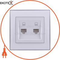 Розетка компьютерная двойная 703-0225-141 Цвет Белый/Хром 2 шт. RJ45 CAT5 разъем