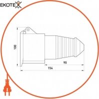 Силова розетка переносна e.socket.pro.5.32, 5п., 380В, 32А (225), Enext, p012021