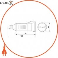 Розетка переносна e.socket.pro.2.16, 2п., 220В, 16А (212), Enext, p012022