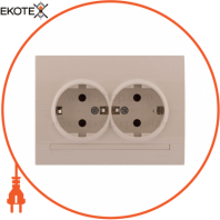 Розетка двойная с/з керамика 702-0303-127 Цвет Крем / Крем 16A 250V~