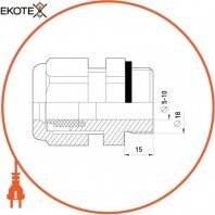 Enext s048003 кабельный ввод e.pgl.stand.9, с удлиненной резьбой и уплотнителем
