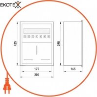 Enext RW-1-P Z шкаф распределительная e.mbox.rw-1-p-z металлический, встраиваемый, под 1-ф. счетчик, 6 мод., с замком, 395х175х165 мм