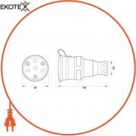 Силова розетка переносна з захисною кришкою каучукова e.socket.rubber.031.25, 4п., 25А, Enext, s9100029
