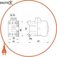 Enext i.0090078 контактор e.industrial.ukc.25.42, 25a, 42в, 1no+1nc