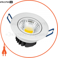 Світильник врізний поворотн. коло,корпус метал d-83mm ip 20 COB 5W LED 2700K/4200K/6400K 335Lm колір - білий/мат.хром (220-240v), Horoz Electric, 016-009-0005