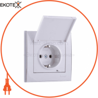 Розетка з/з з кришкою - FireProof Бакеліт 703-0225-123B Колір Білий/Хром 250V 16A~